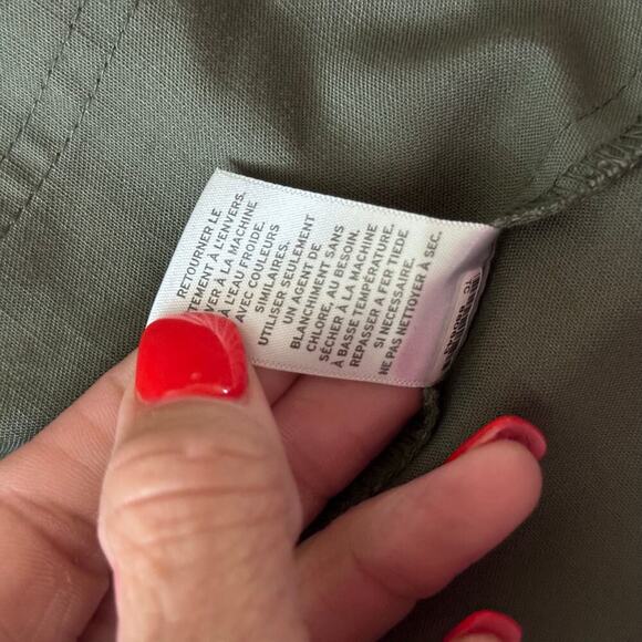 Caslon Women's Olive Green Cotton Blended Long Sleeves Utility Jacket Size Large - Picture 6 of 10